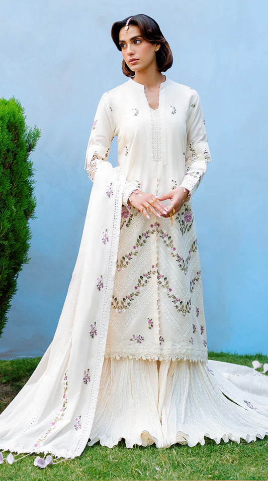 PETAL PARADISE-3PC EMBROIDERED LAWN SUIT