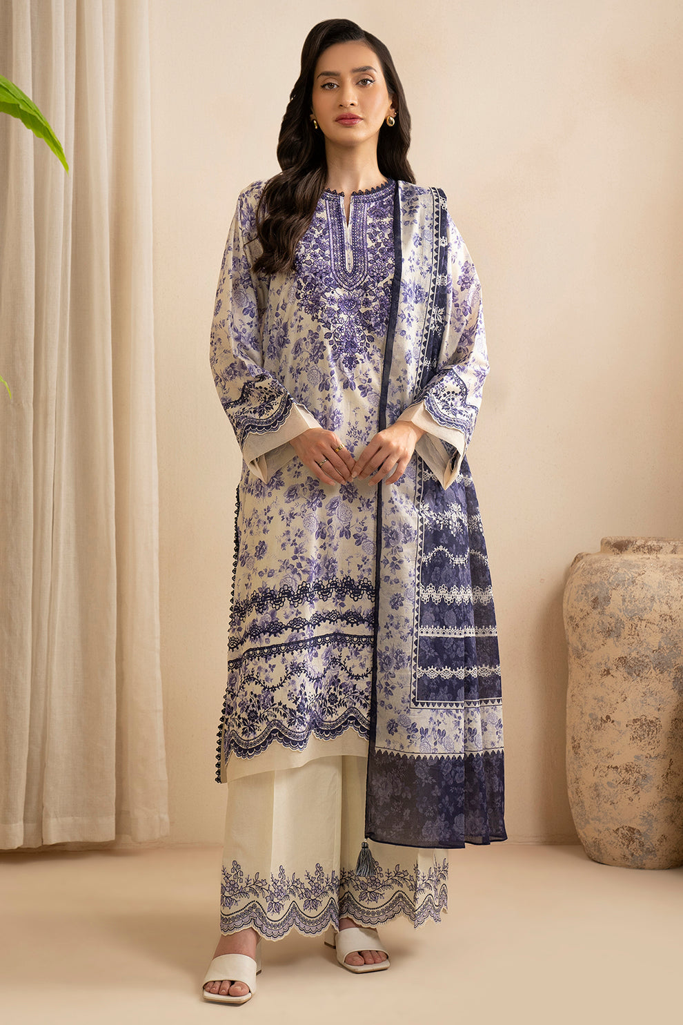 Embroidered Shirt Shalwar Dupatta - 0593