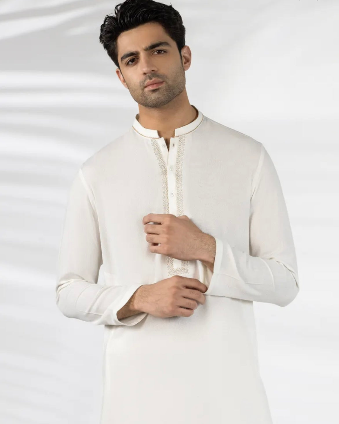 OFF WHITE BLENDED FORMAL KAMEEZ SHALWAR