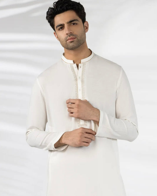 OFF WHITE BLENDED FORMAL KAMEEZ SHALWAR