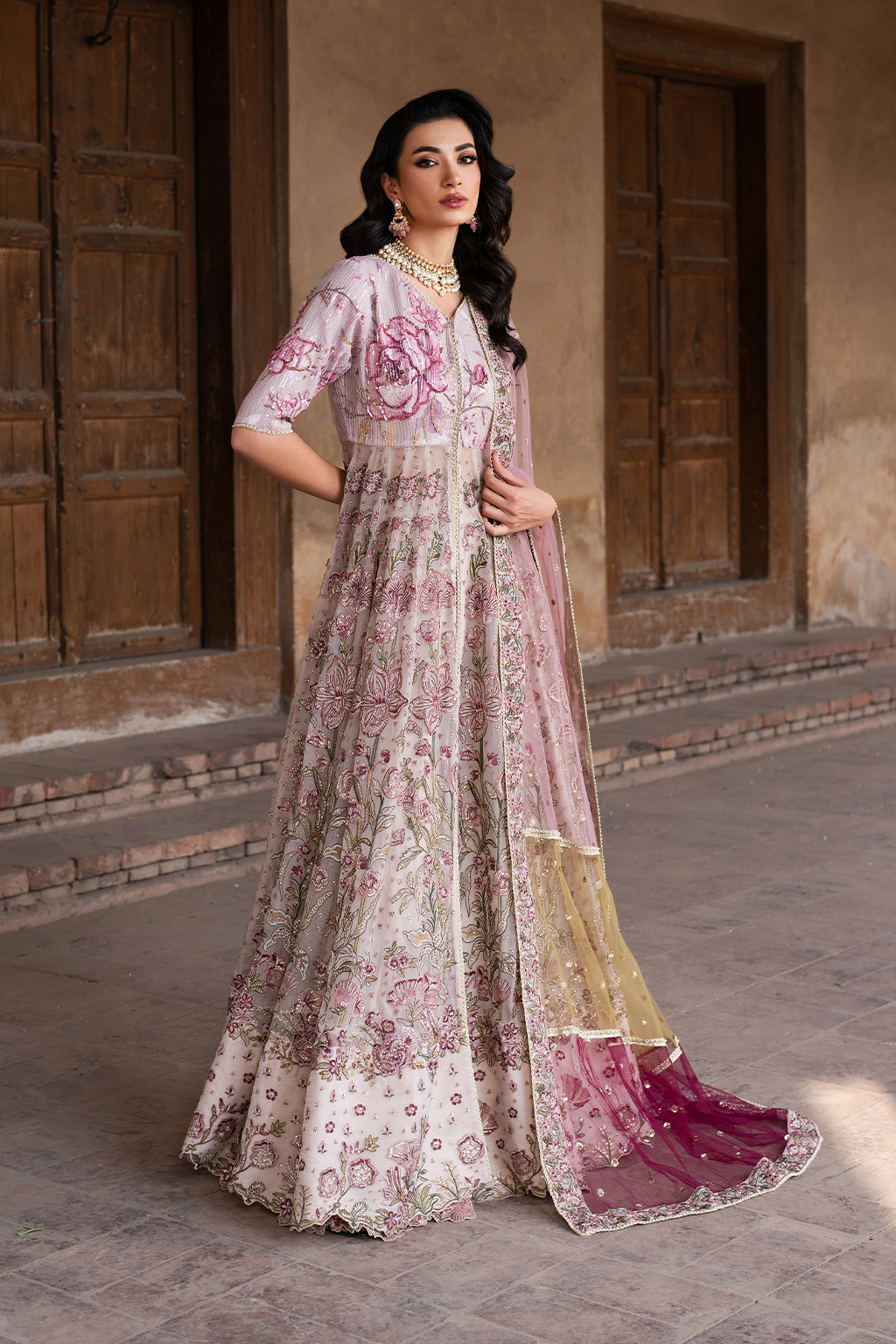 IZNIK ILC-08 EMBROIDERED PRINTED SILK