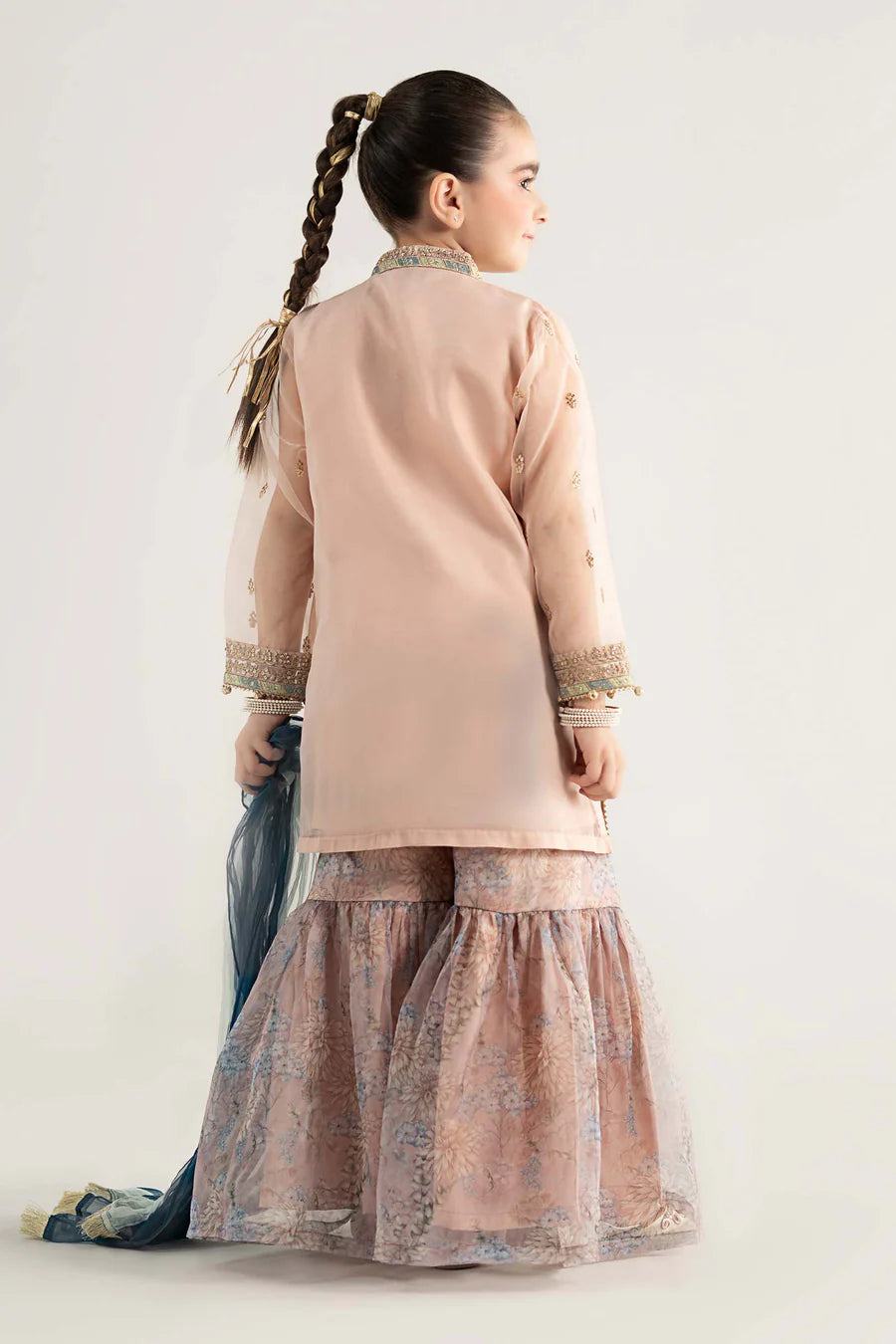 MARIAB GIRLS 3 Piece Embroidered Poly Organza Suit