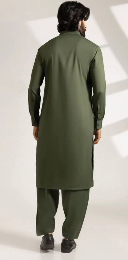 GREEN BLENDED SEMI-FORMAL KAMEEZ SHALWAR
