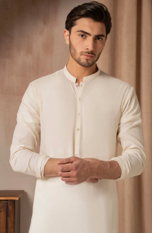CREAM COTTON CASUAL KURTA