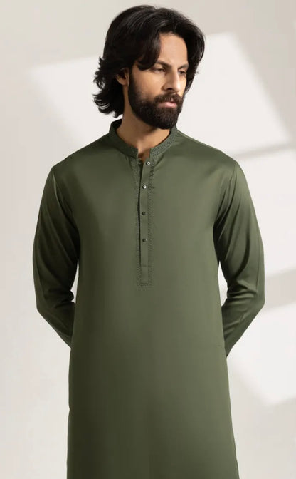 GREEN BLENDED SEMI-FORMAL KAMEEZ SHALWAR