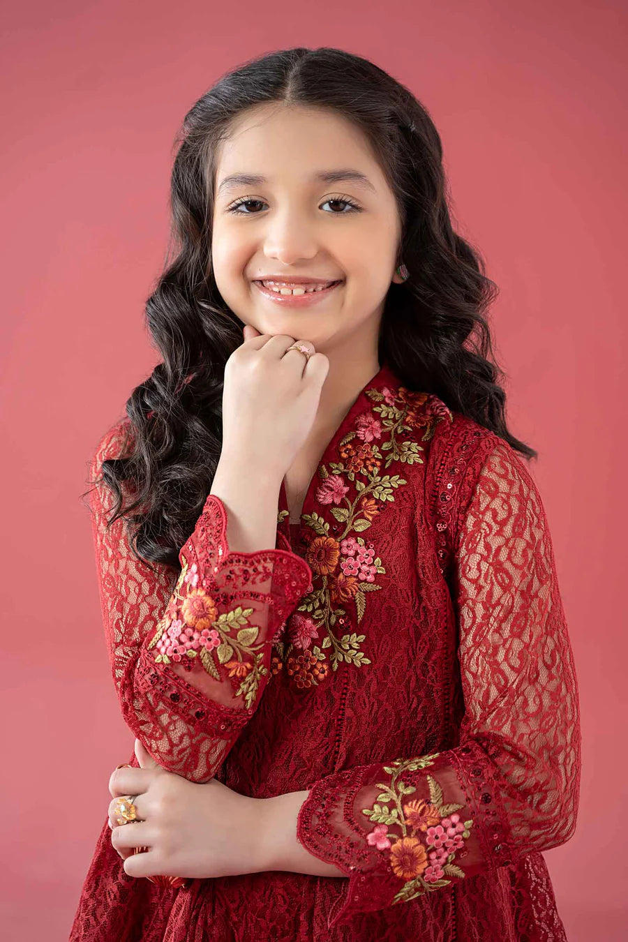 MARIAB GIRLS 3 Piece Embroidered Chantelle Suit