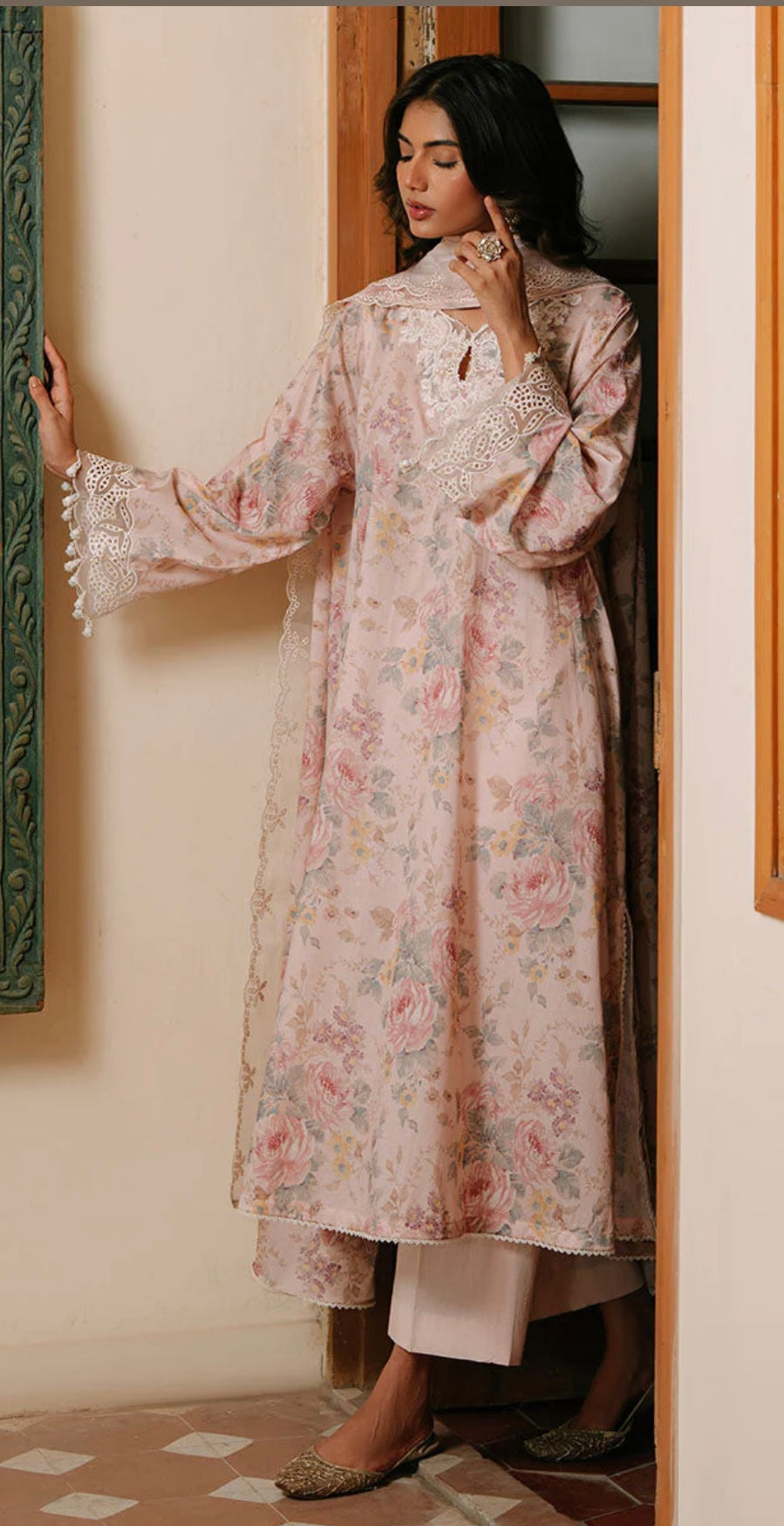 PINK CARNATION-3PC PRINTED CAMBRIC SUIT