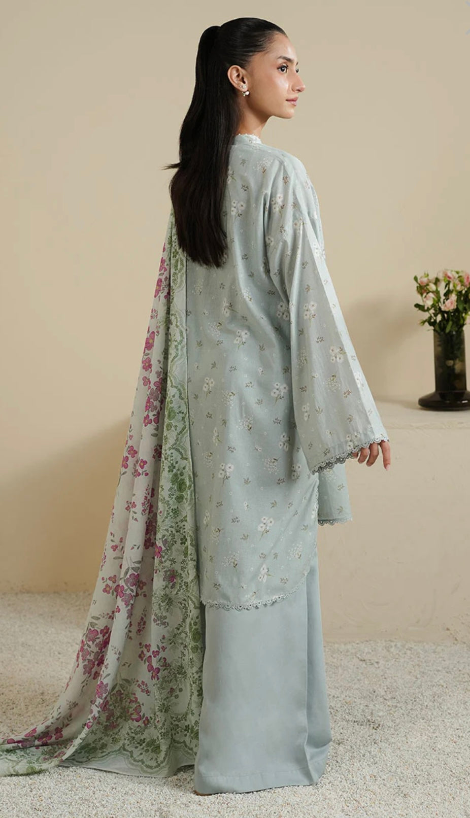 GRAY FROST-3PC PRINTED LAWN SUIT
