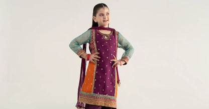 MARIAB GIRLS 3 Piece Embroidered Poly Organza Suit