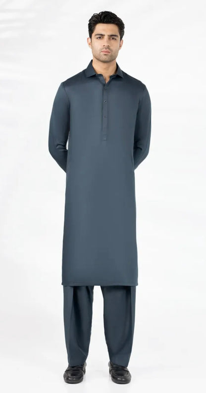 MIDNIGHT GREY BLENDED CASUAL KAMEEZ SHALWAR