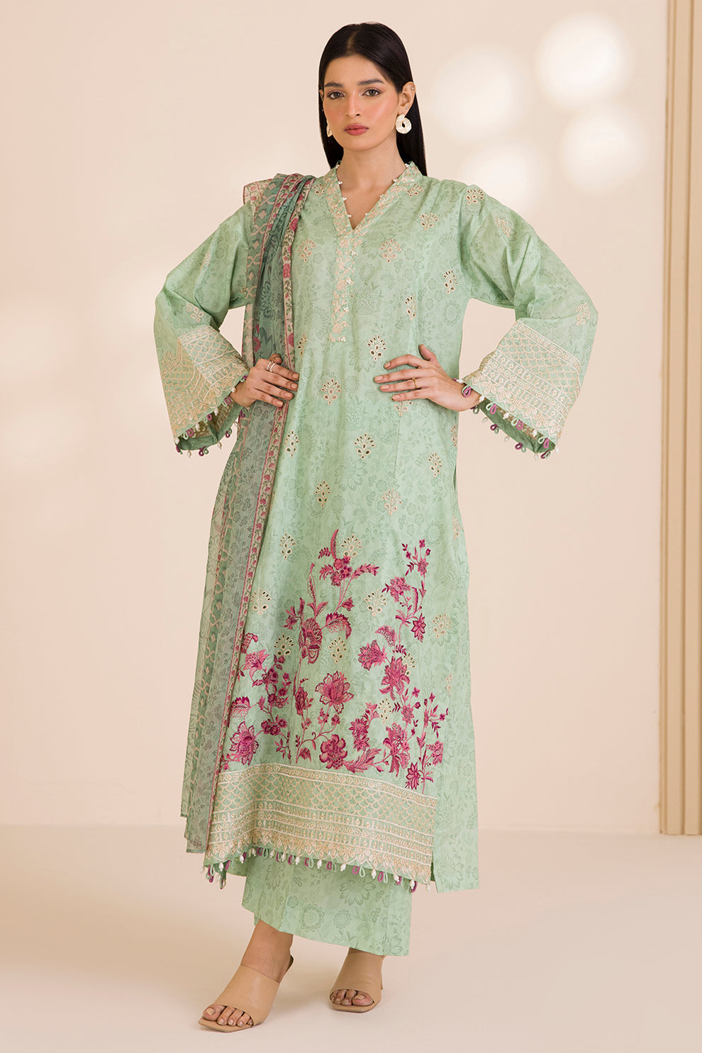 Embroidered Shirt Shalwar Dupatta - 0056