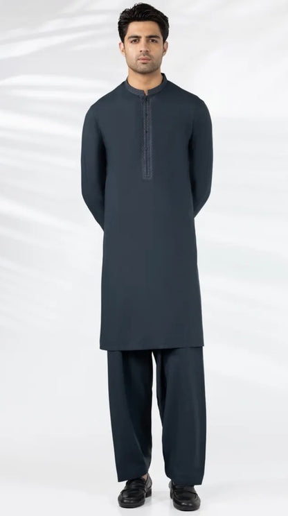 EMERALD GREEN BLENDED SEMI-FORMAL KAMEEZ SHALWAR