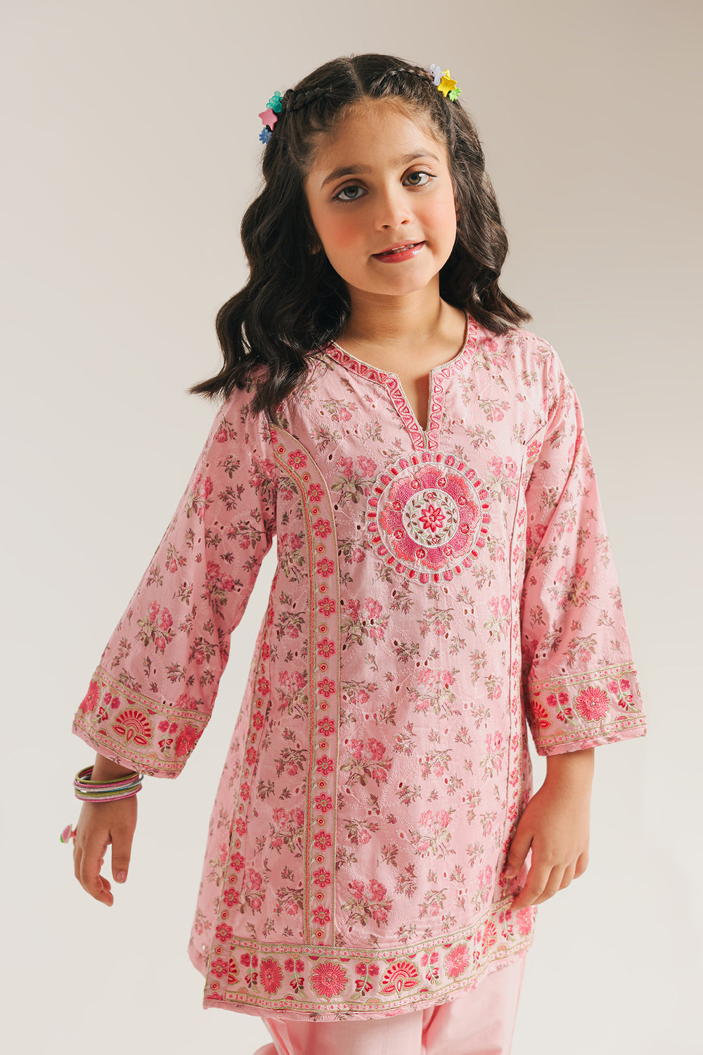 ETHNC GIRLS EMBROIDERED SUIT