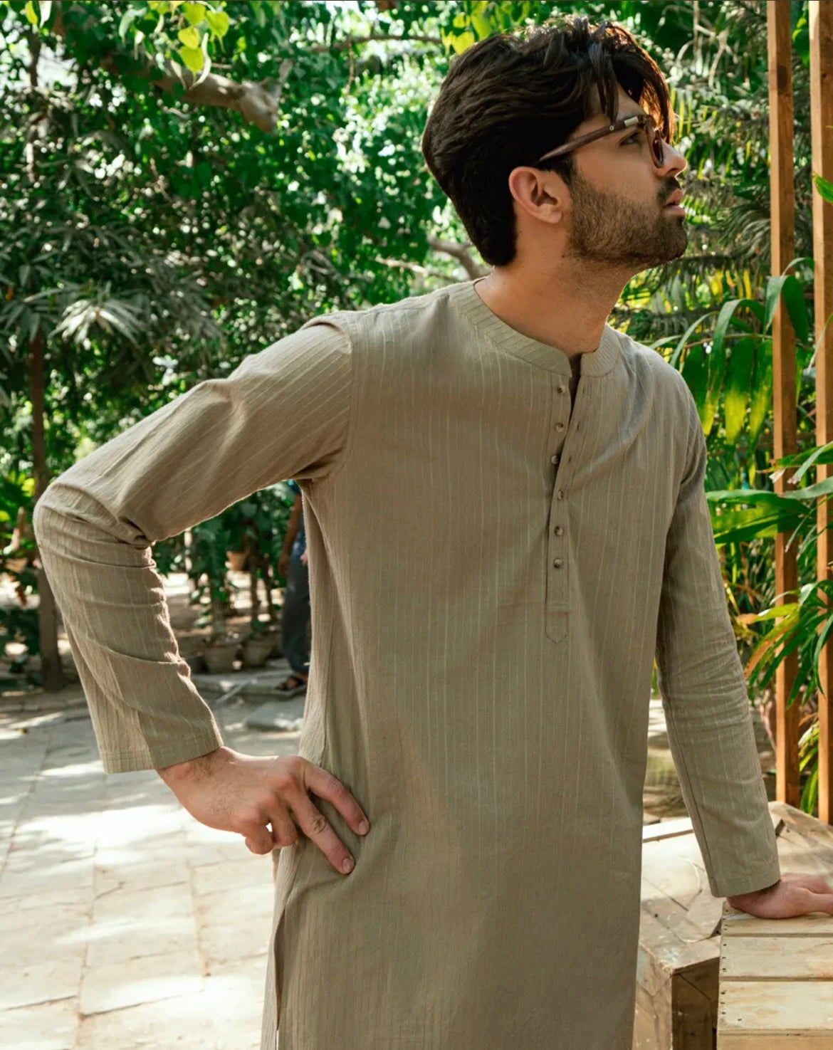 BEIGE BUNNAT COTTON CASUAL SHORT KURTA