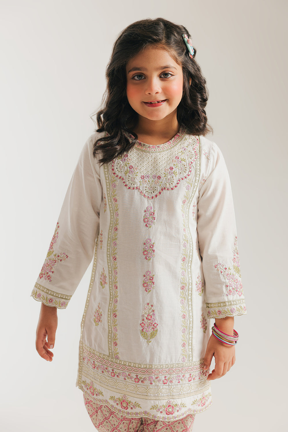 ETHNC GIRLS EMBROIDERED SUIT