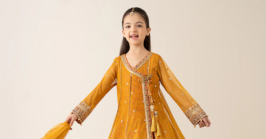 MARIAB GIRLS 3 Piece Embroidered Poly Net Suit