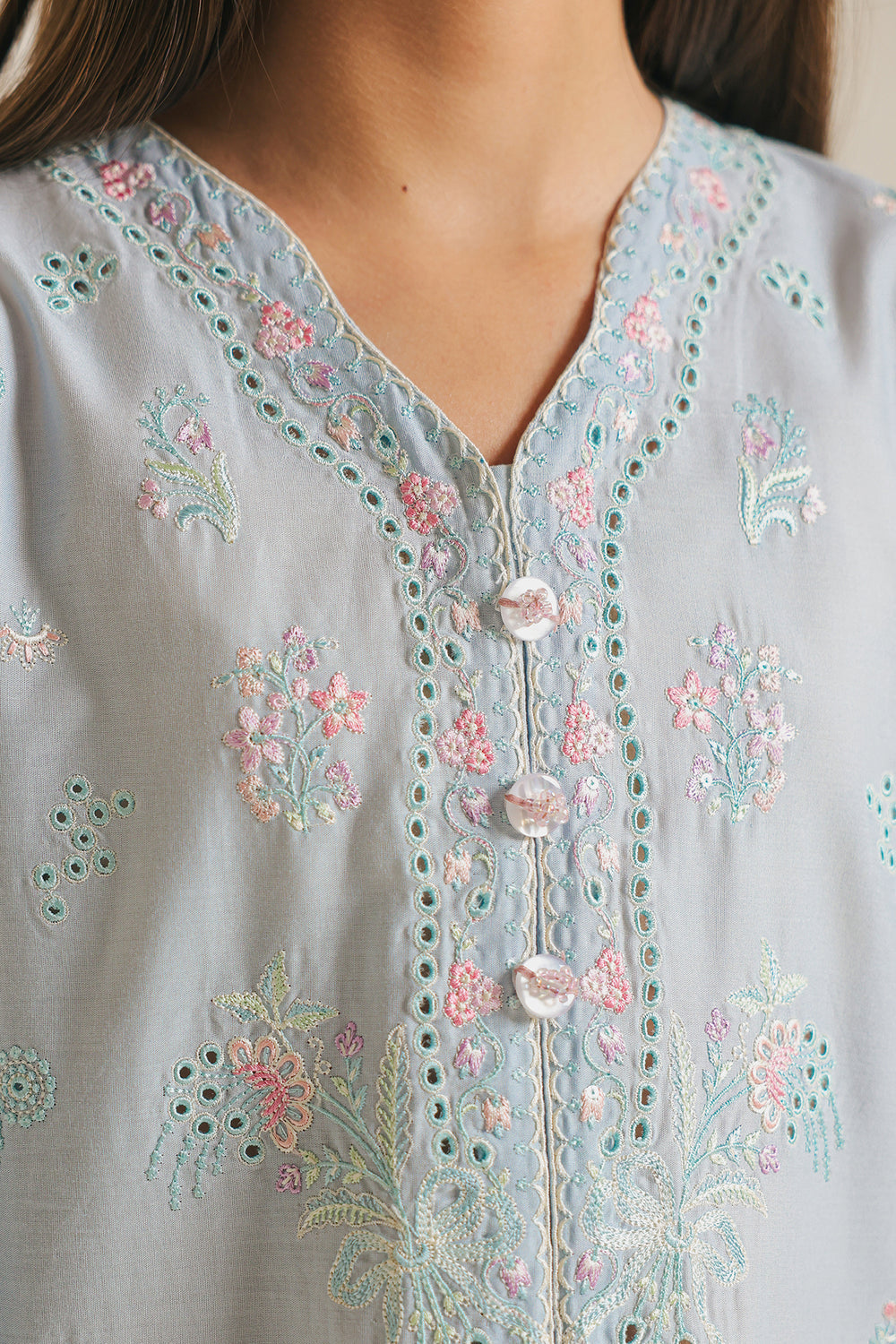 ETHNC GIRLS EMBROIDERED SUIT