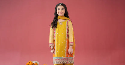 MARIAB GIRLS 3 Piece Embroidered Poly Organza Suit