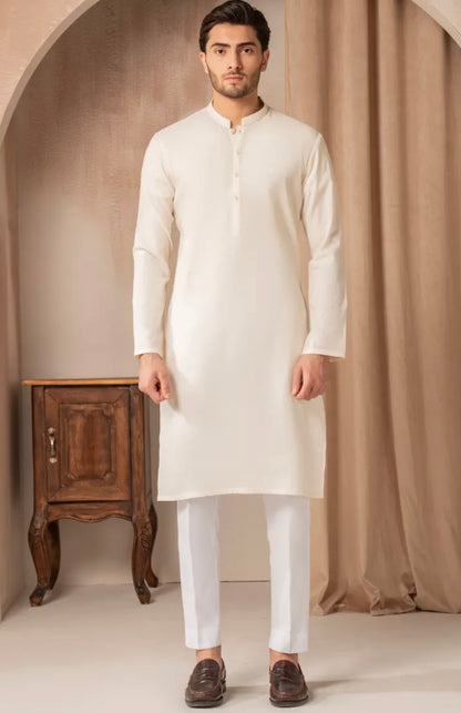 CREAM COTTON CASUAL KURTA