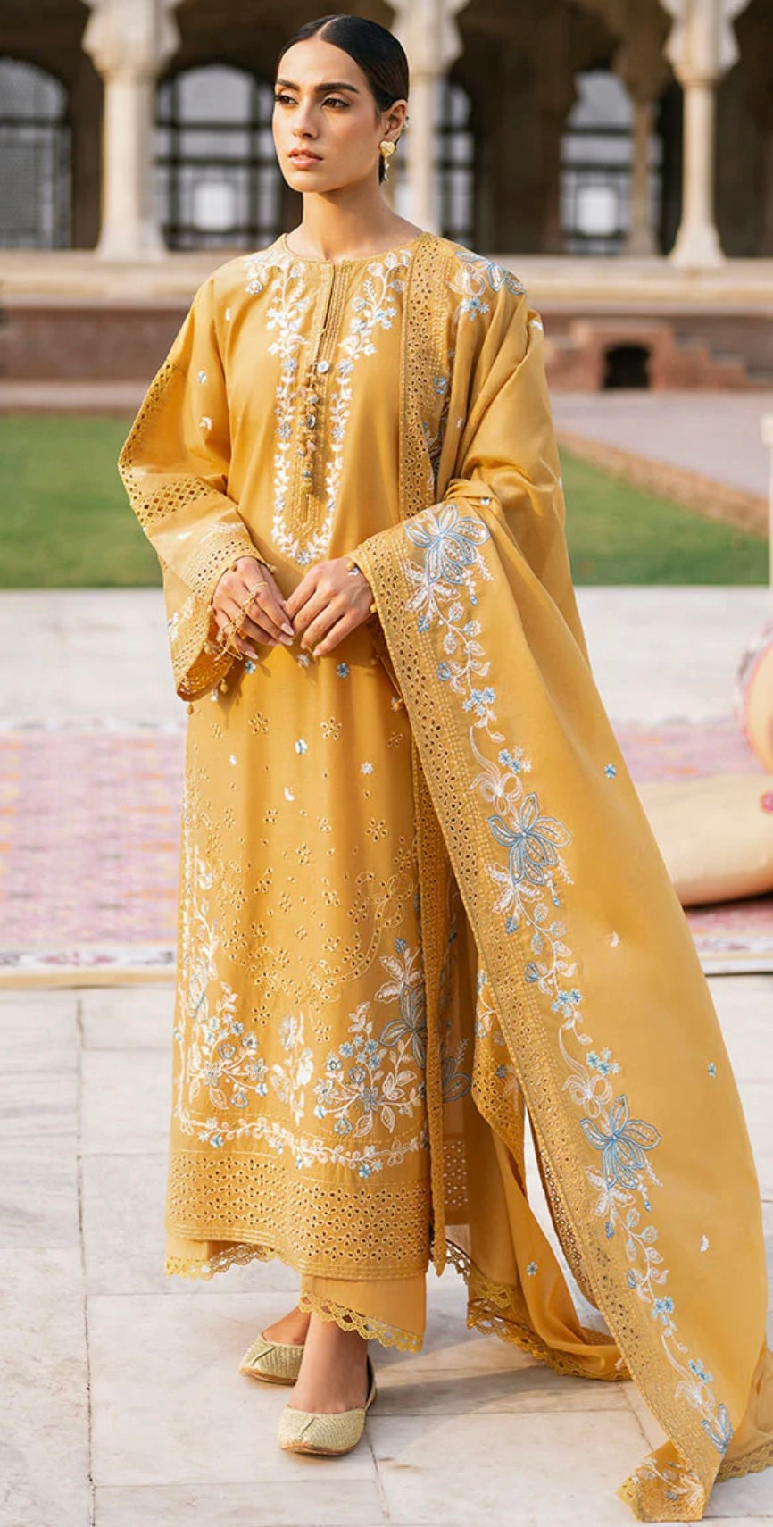 MUSTARD MIRAGE-3PC EMBROIDERED LAWN SUIT
