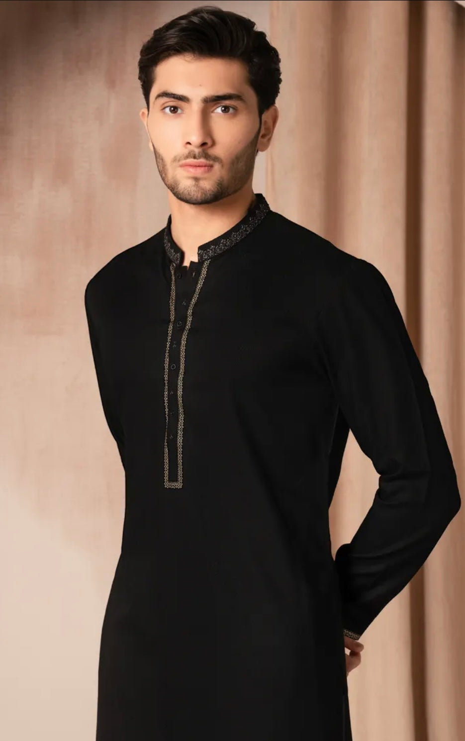 BLACK BLENDED FORMAL KURTA