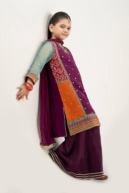 MARIAB GIRLS 3 Piece Embroidered Poly Organza Suit