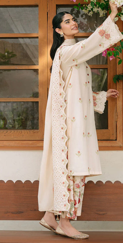 SUNSET ORCHARD-3PC EMBROIDERED CAMBRIC SUIT