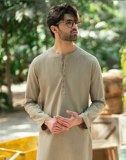 BEIGE BUNNAT COTTON CASUAL SHORT KURTA