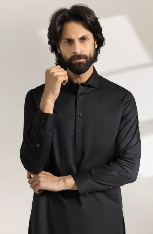 BLACK COTTON CASUAL KAMEEZ SHALWAR