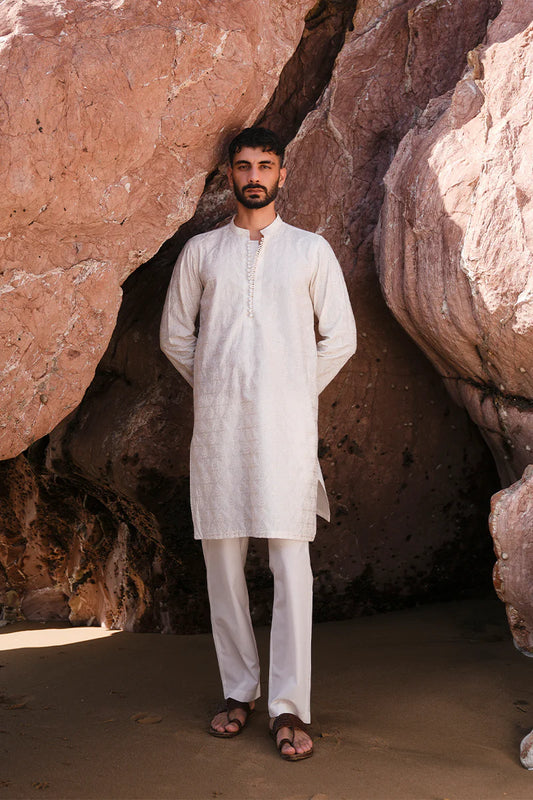 'Ivory White' Embroidered Kurta Pajama