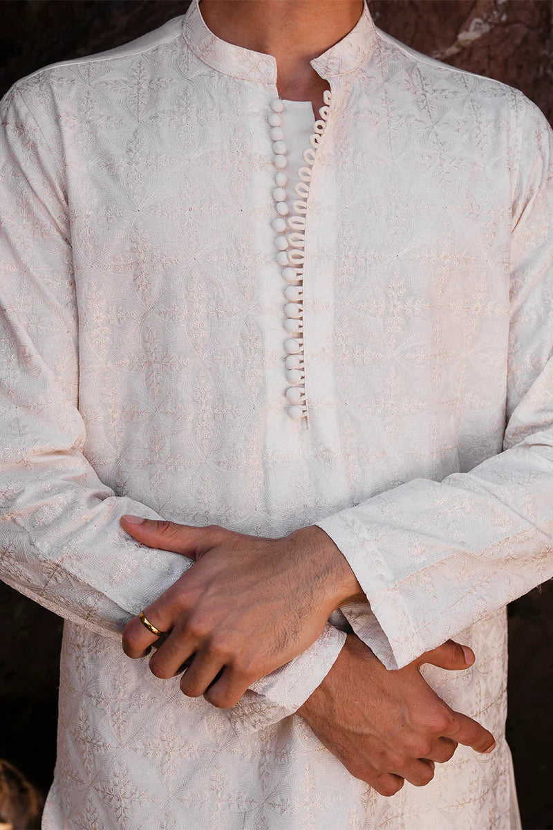 'Ivory White' Embroidered Kurta Pajama