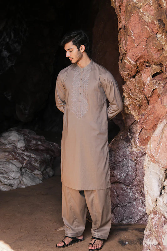'Brown' Embroidered Kurta Pajama